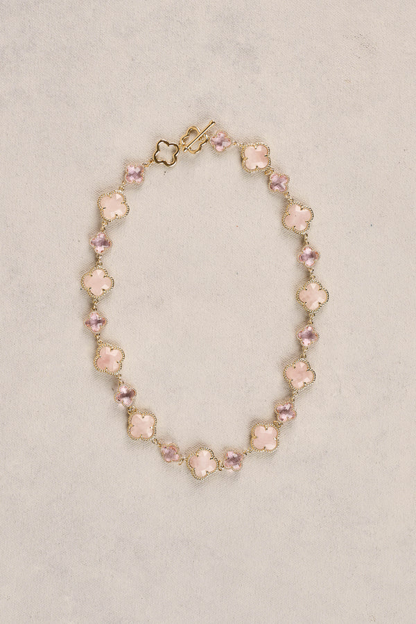 Short Clover Necklace - Light Pink