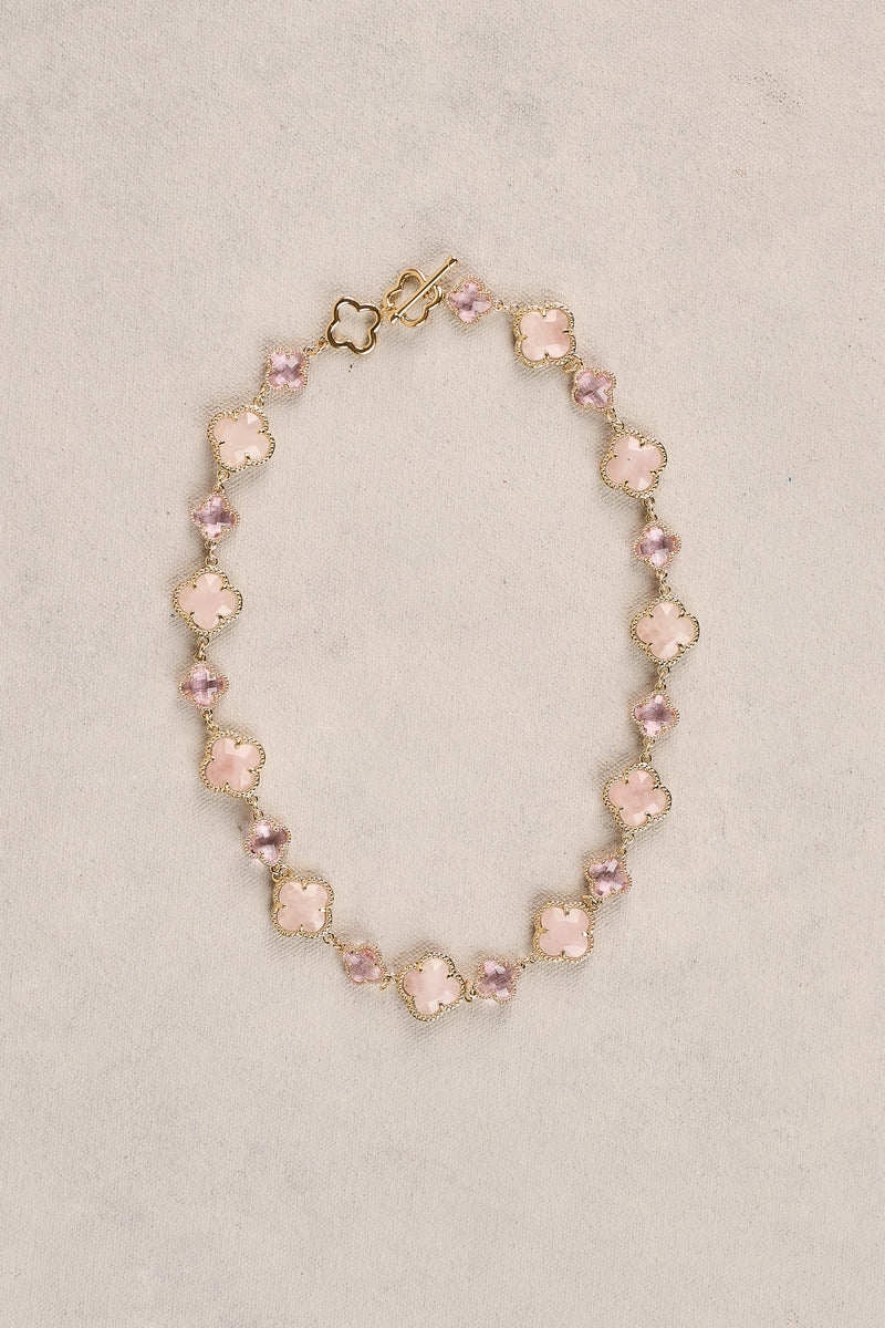 Short Clover Necklace - Light Pink