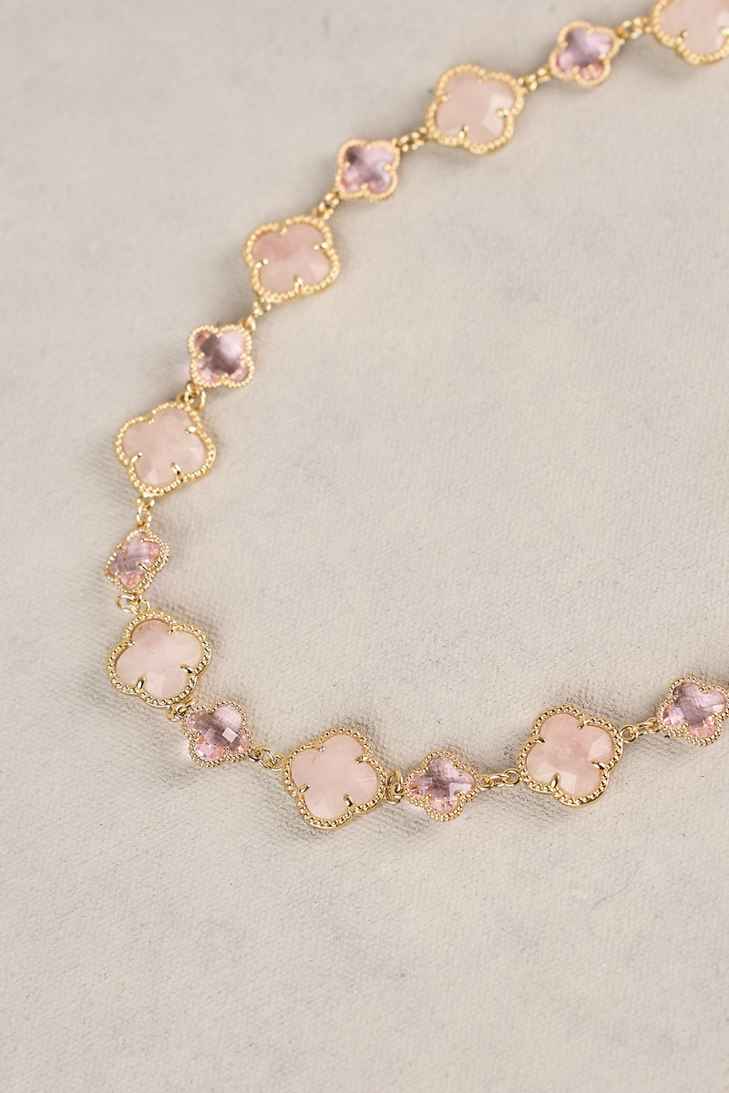 Short Clover Necklace - Light Pink