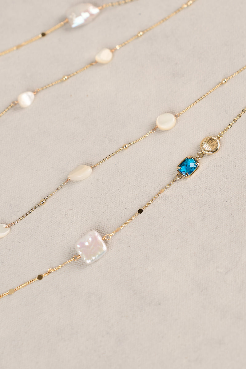 Pearl and Stone Layered Necklace - Multicolour