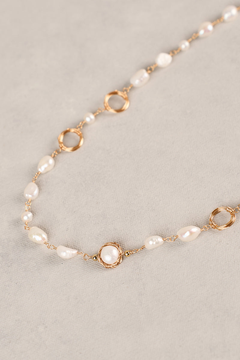 Freshwater Pearl Necklace - Gold