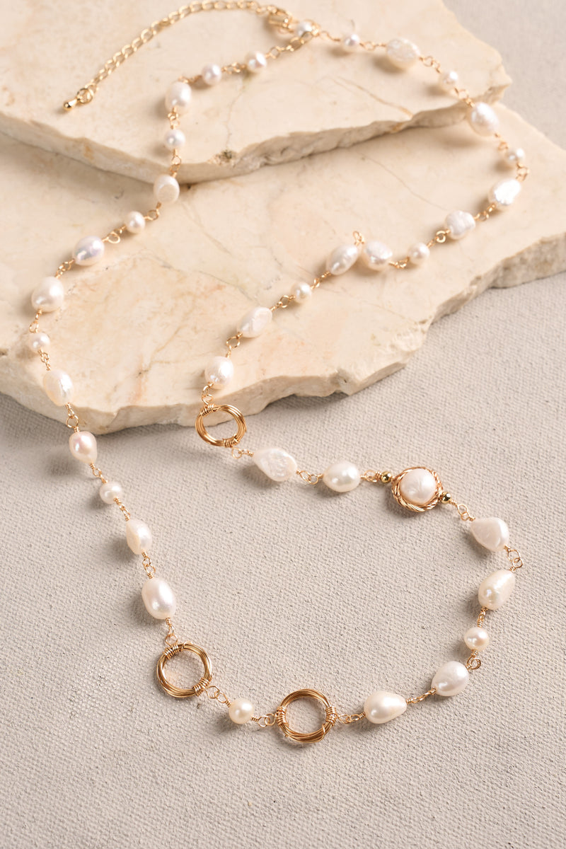 Freshwater Pearl Necklace - Gold