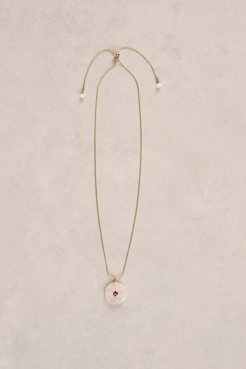 Stone Pendant Necklace - Light Pink