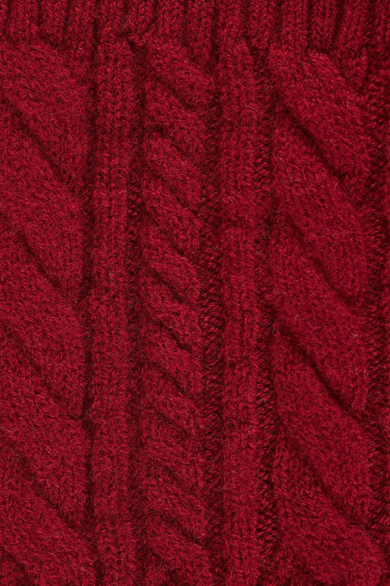Catriona Cable Mittens - Red