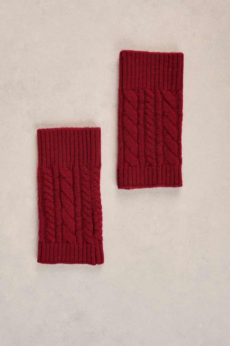 Catriona Cable Mittens - Red