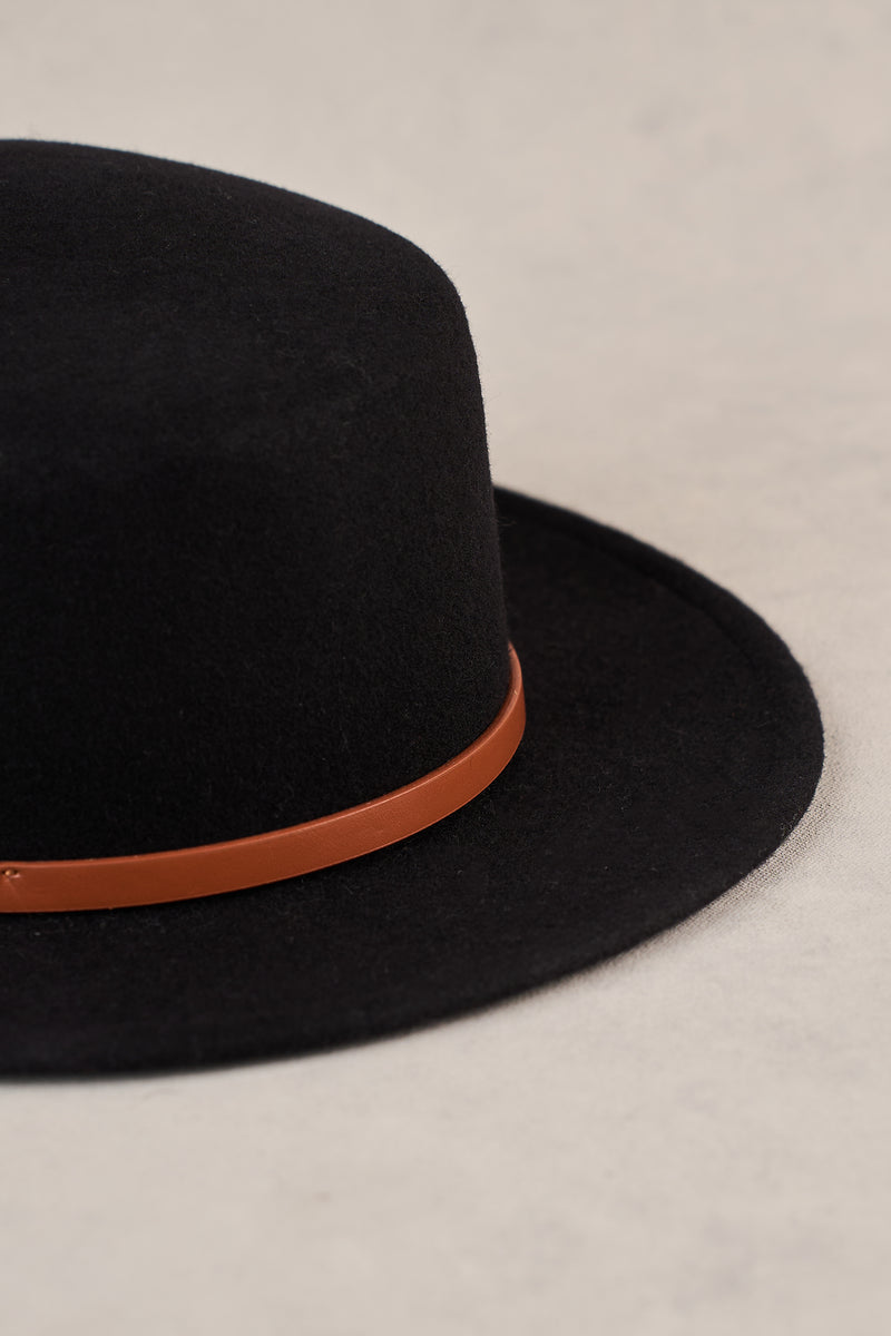 Wool Felt Boater Hat - Black