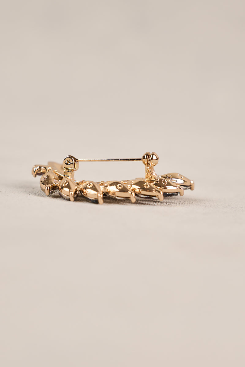Diamante Leaf Brooch - Multicolour