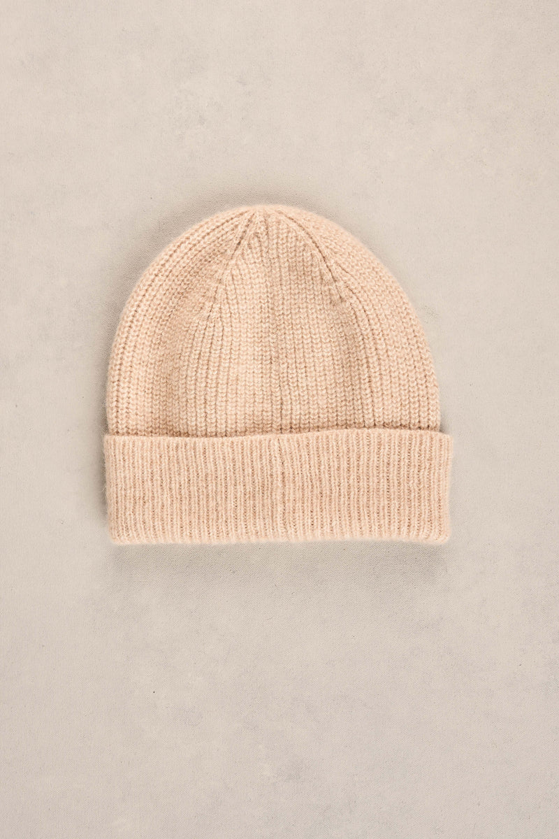 Embroidery Trim Beanie - Oatmeal