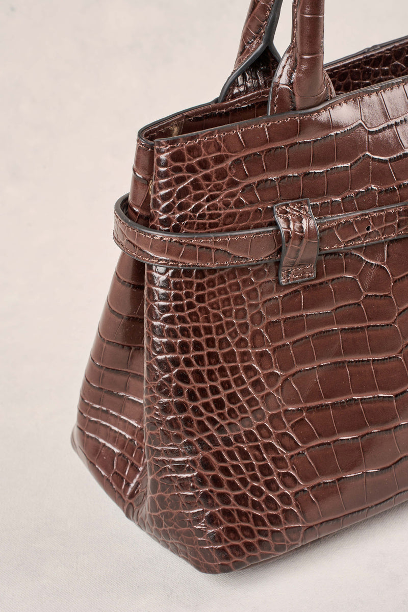 Croc Buckle Detail Bag - Chocolate