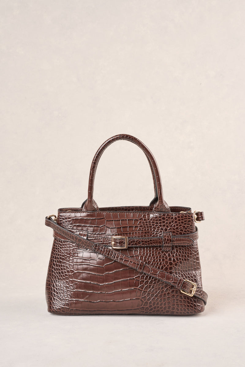 Croc Buckle Detail Bag - Chocolate