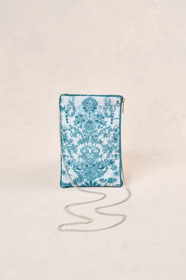 Baroque Print Cos Bag - Light Blue