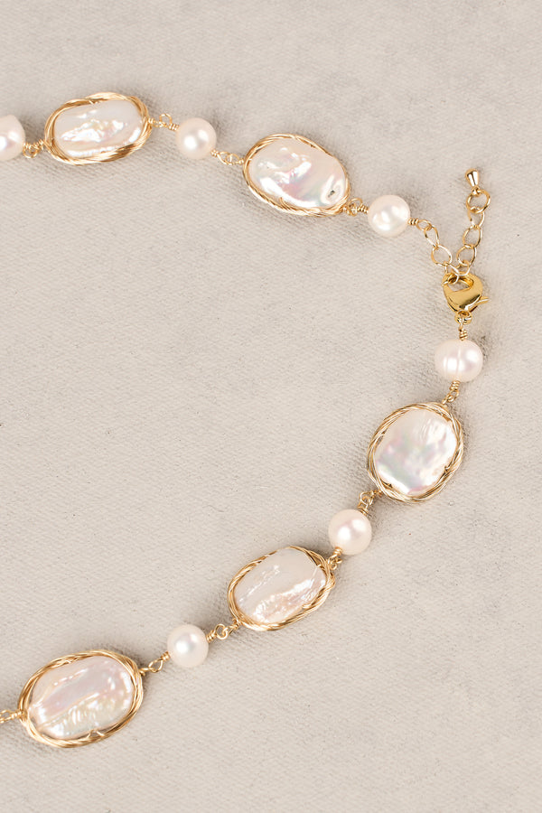 Freshwater Pearl Necklace - Gold