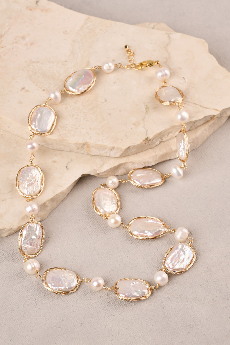 Freshwater Pearl Necklace - Gold