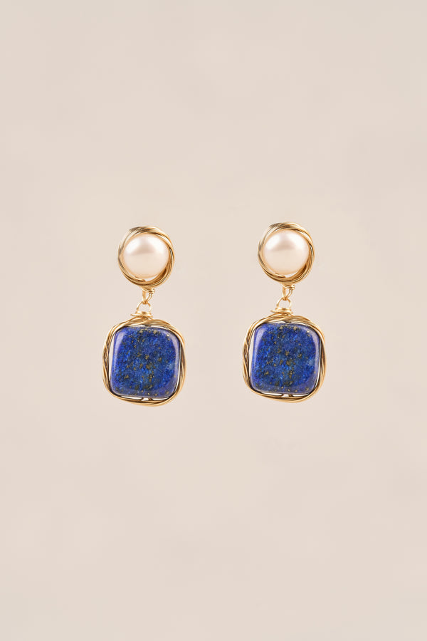 Square Pearl Drop Earrings - Ink
