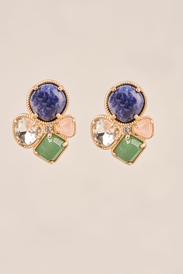Statement Natural Gemstone Studs - Multicolour