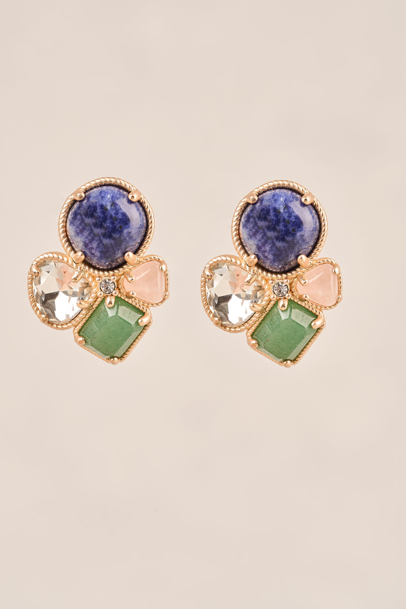 Statement Natural Gemstone Studs - Multicolour