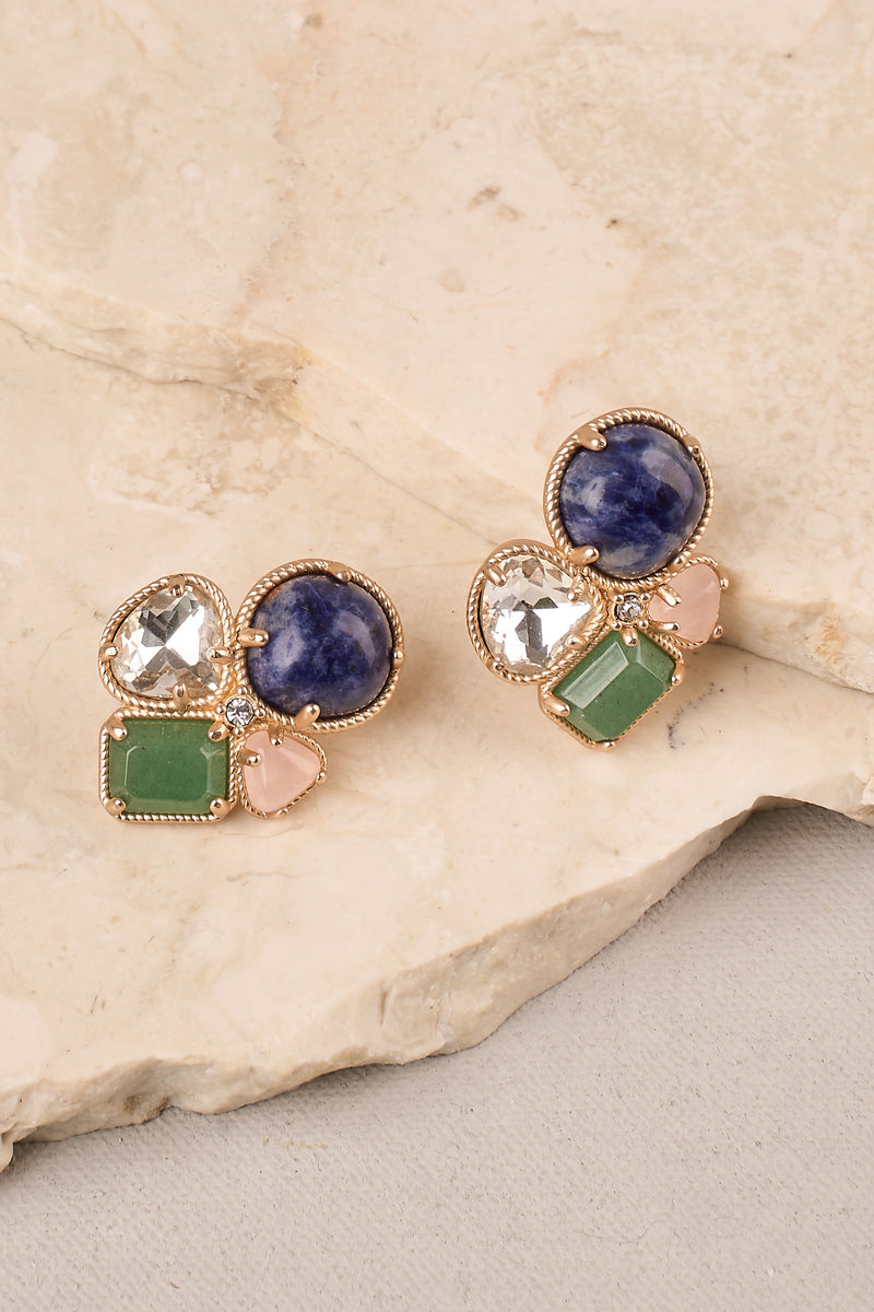 Statement Natural Gemstone Studs - Multicolour
