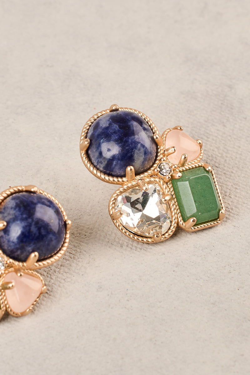 Statement Natural Gemstone Studs - Multicolour