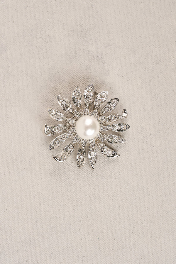 Ornate Flower Brooch - Silver