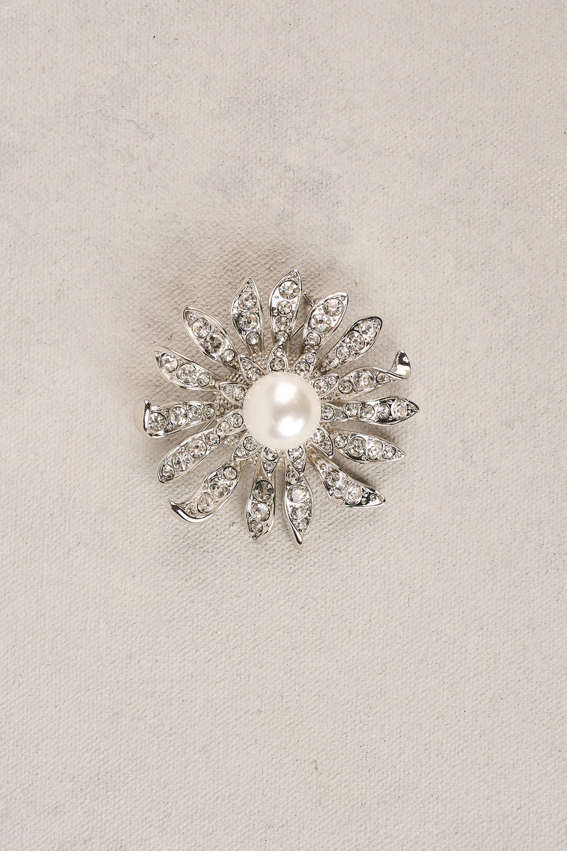 Ornate Flower Brooch - Silver