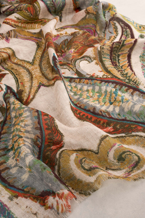 Feather Paisley Scarf - Multicolour