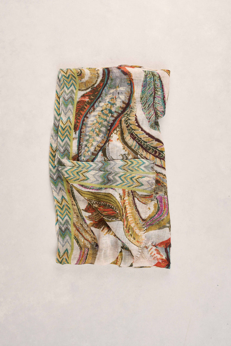 Feather Paisley Scarf - Multicolour