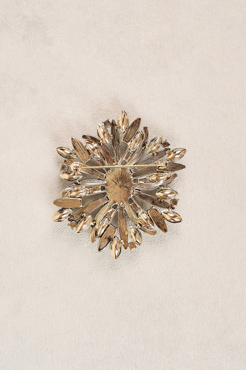 Flower Dia Cluster Brooch - Green