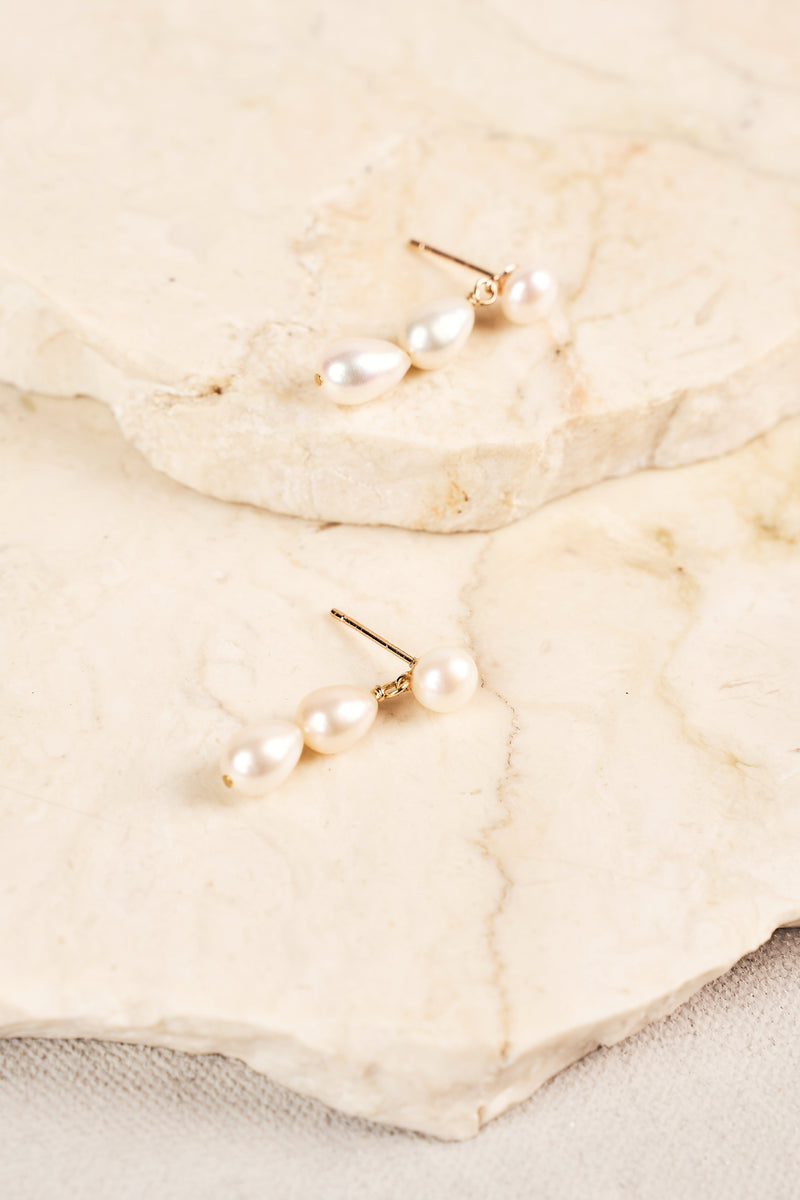 Trio Pearl Droplets - Gold