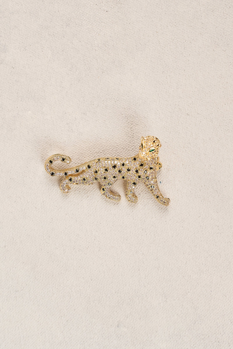 Diamante Panther Brooch - Gold