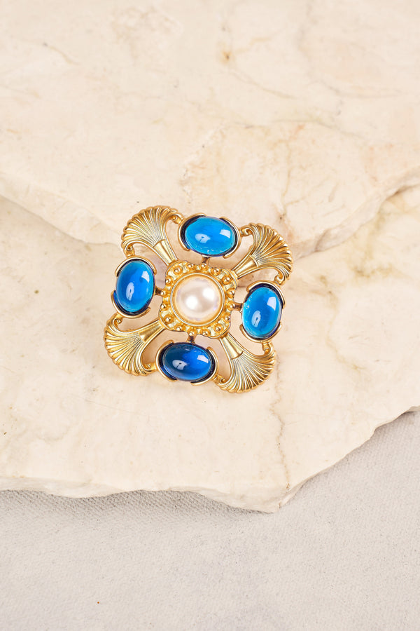 Baroque Pearl Brooch - Blue