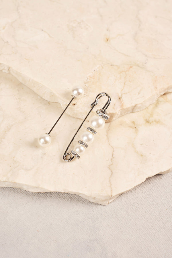 Trio Pearl Pin Set - Silver