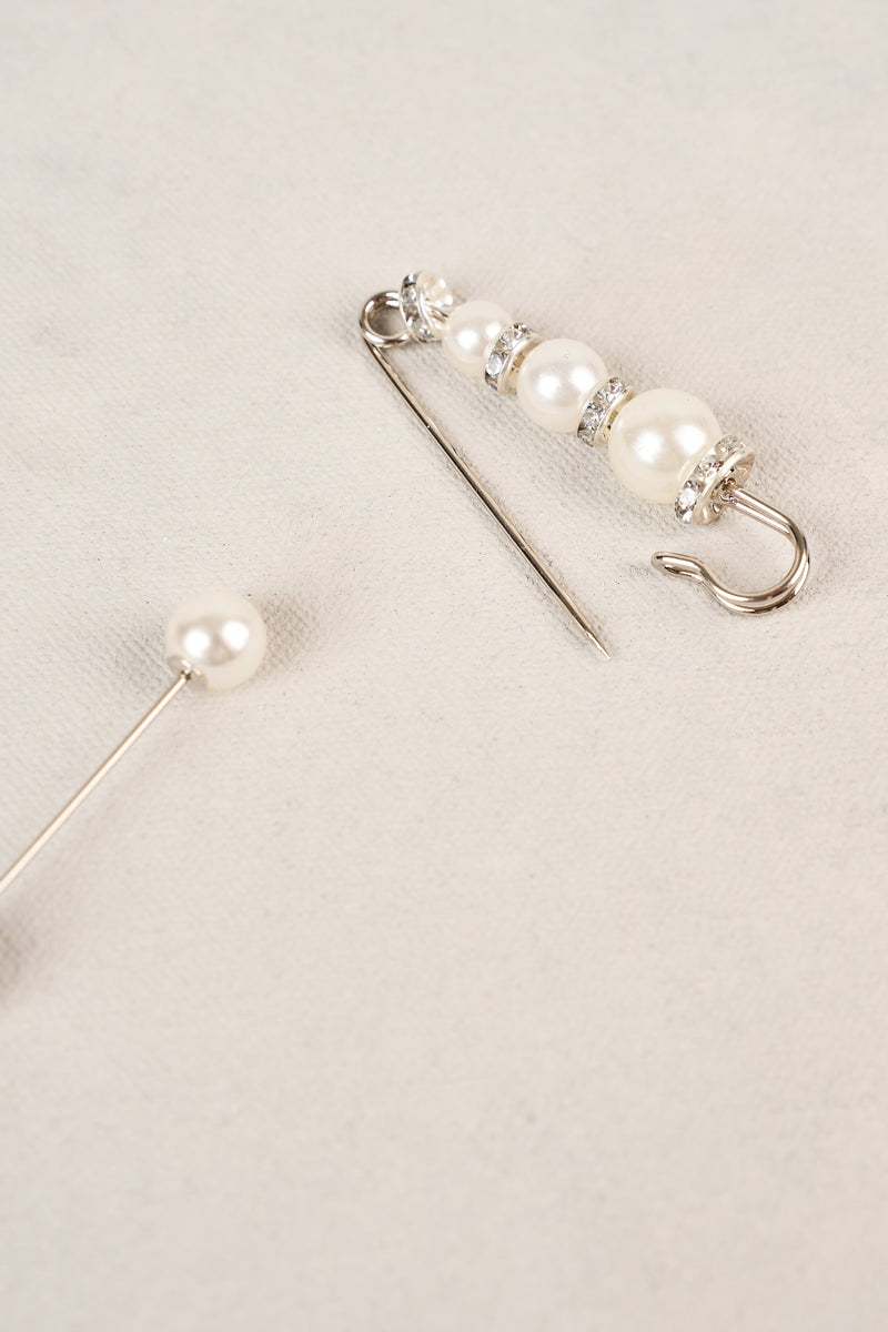 Trio Pearl Pin Set - Silver