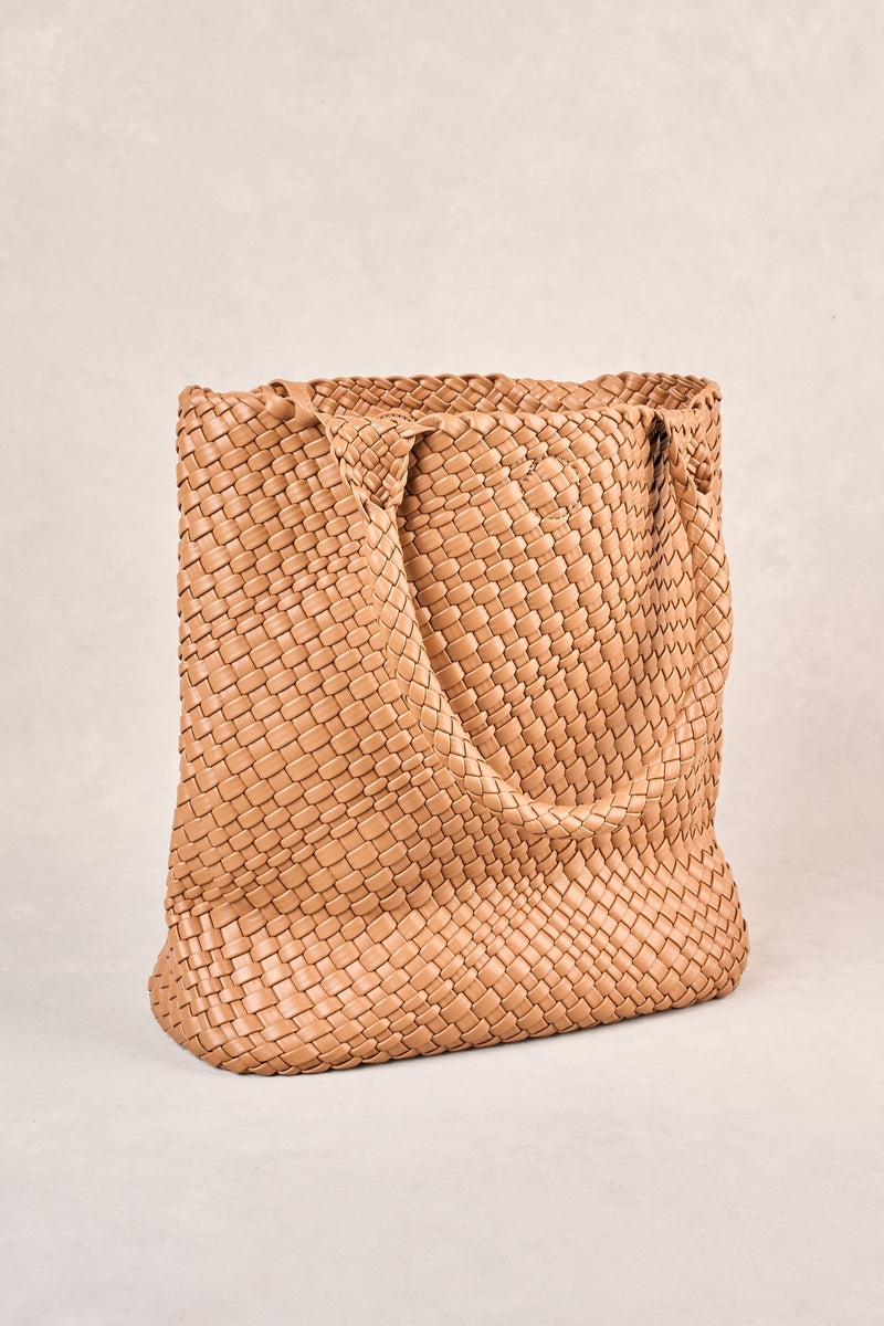 Kira Woven Tote Bag - Tan