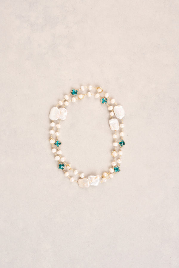 Organic Fresh Water Pearl Clover Necklace – Turquoise