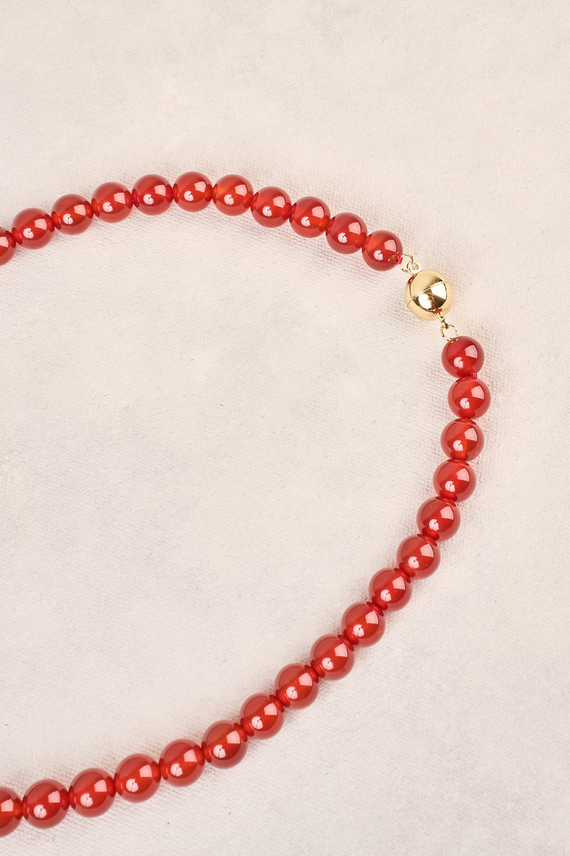 Round Beaded Necklace - Red