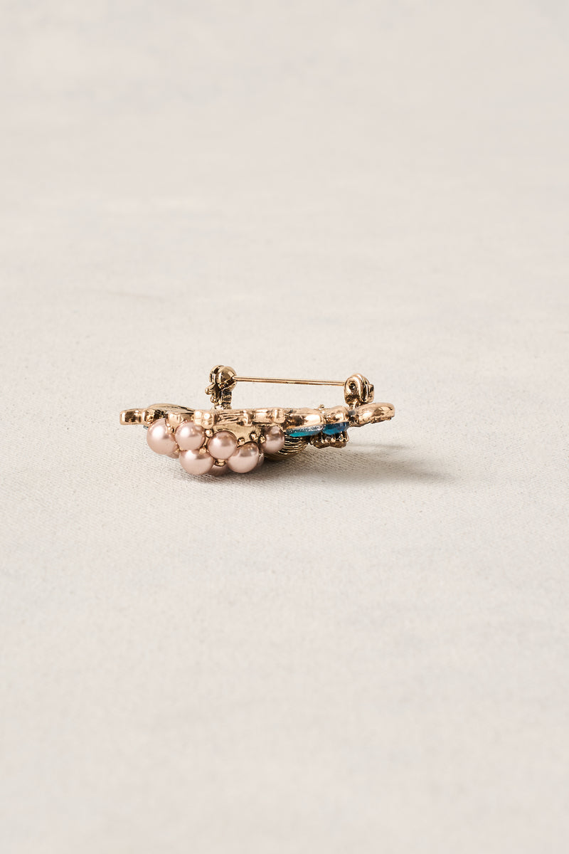 Embellished Bee Brooch - Blue
