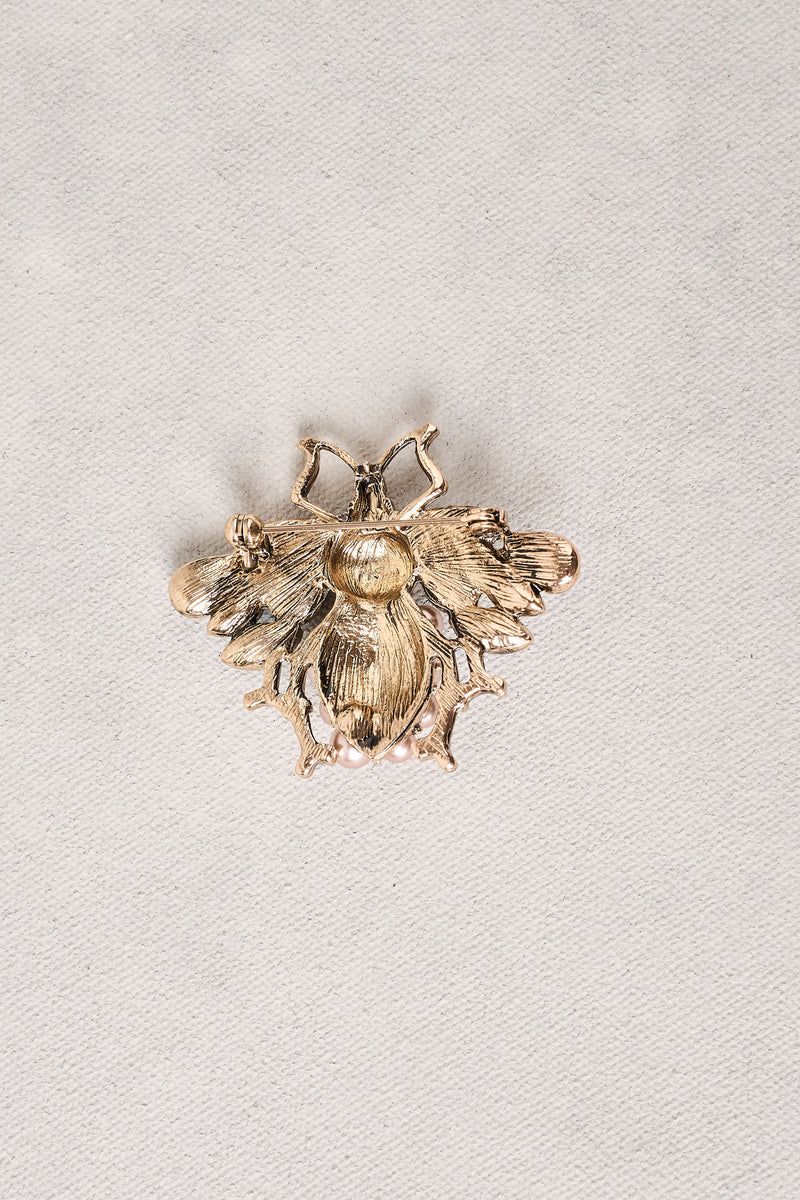 Embellished Bee Brooch - Blue
