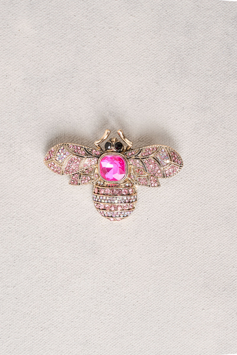 Diamante Bee Brooch - Pink