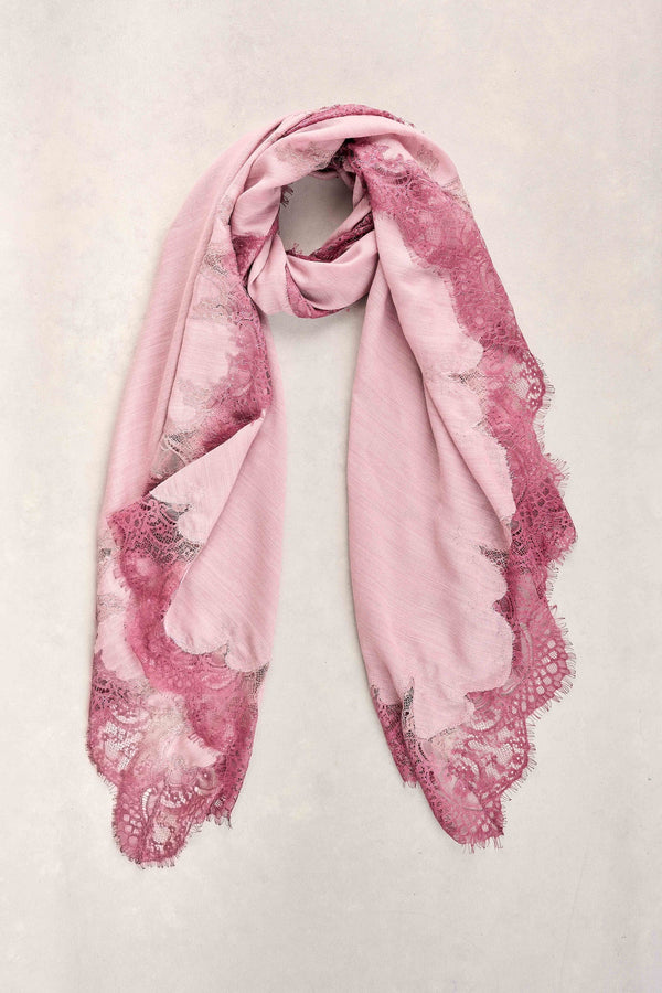 Lace Border Scarf - Purple