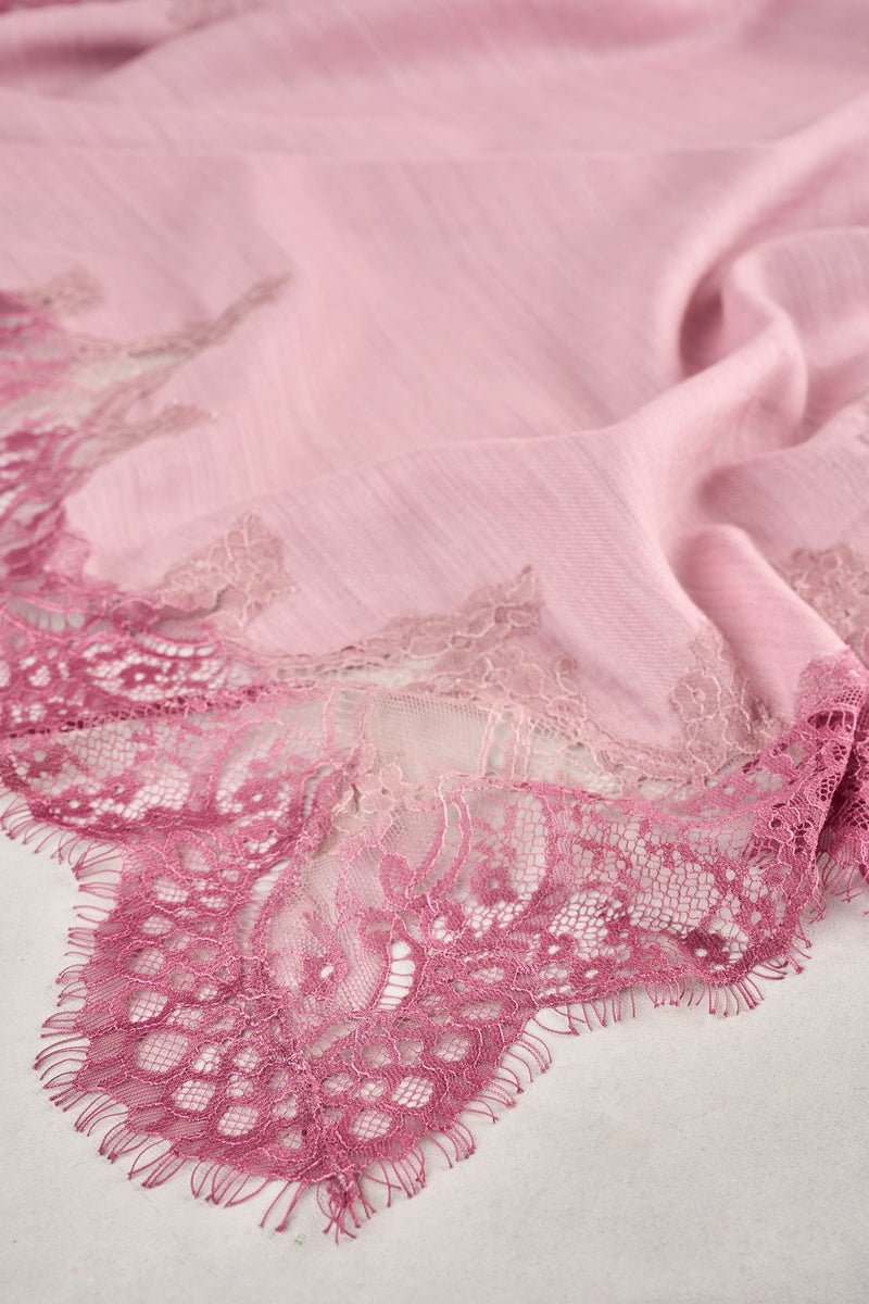 Lace Border Scarf - Purple