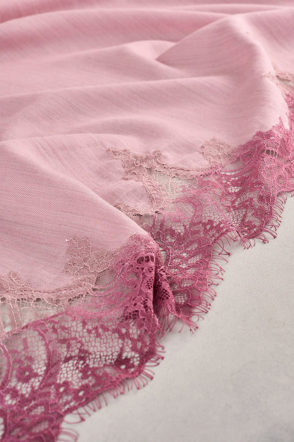 Lace Border Scarf - Purple