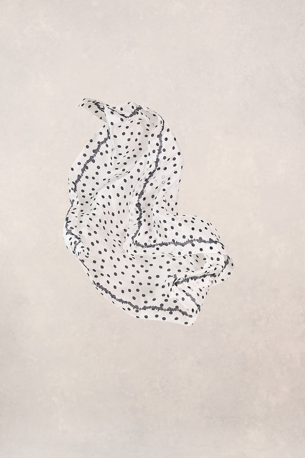 Poka Dot Paisley Border Scarf - Multicolour