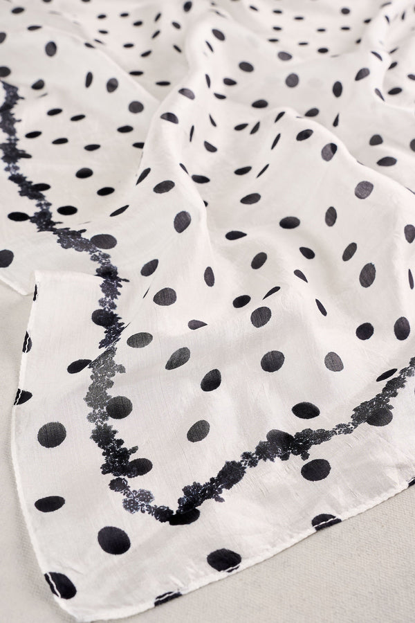 Poka Dot Paisley Border Scarf - Multicolour