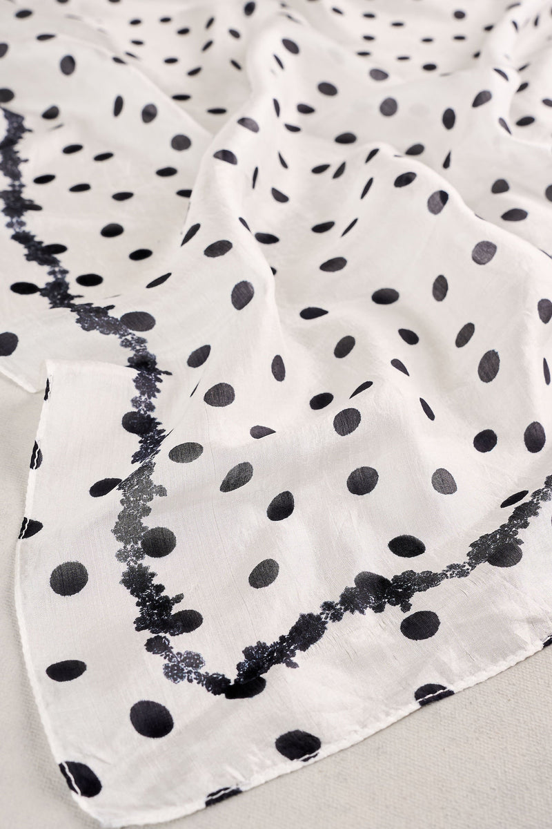 Poka Dot Paisley Border Scarf - Multicolour