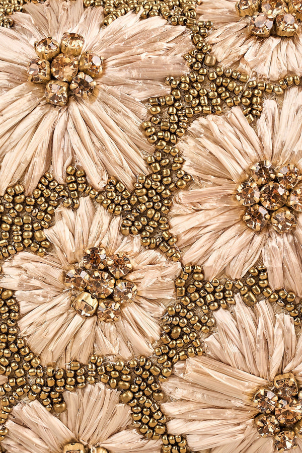 Flower Embellished Clutch - Gold