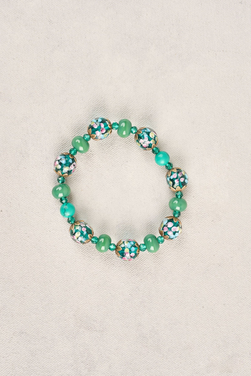 Glass Multi Beaded Wrist - Green