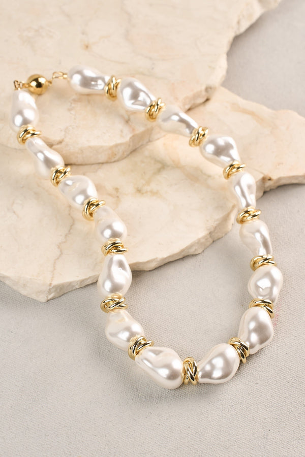 Statement Baroque Pearl Necklace - Gold