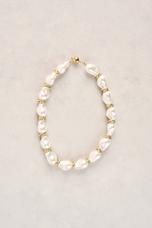 Statement Baroque Pearl Necklace - Gold