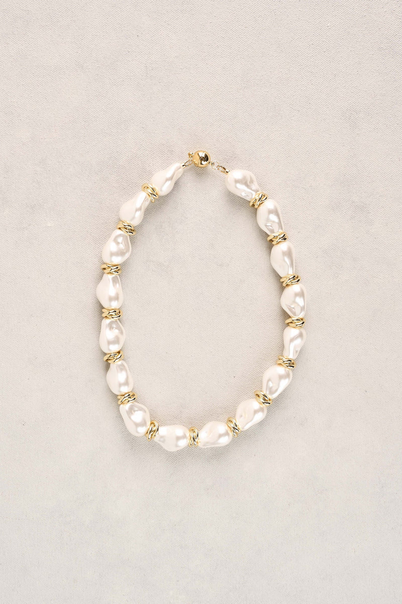 Statement Baroque Pearl Necklace - Gold