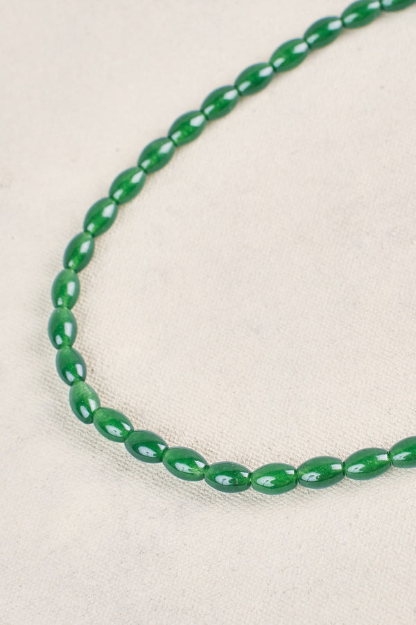 Oval Beaded Necklace - Green